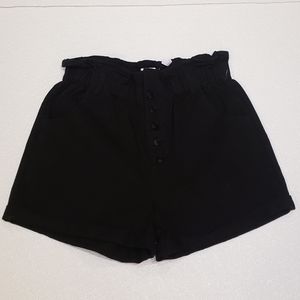 STS Black Paperbag Pull On High Waisted Cotton Shorts